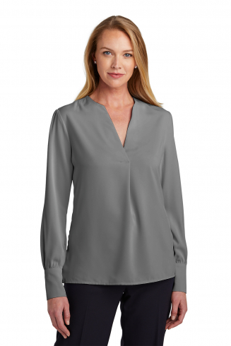 Custom Embroidered Brooks Brothers Women's Open-Neck Satin Blouse - BB18009 